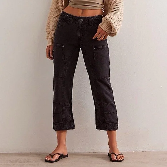 🌻🆕FREE PEOPLE We The Free Supersonic Slim Pants-BLACK COLOR-SIZE 2 & 4 - Picture 4 of 15